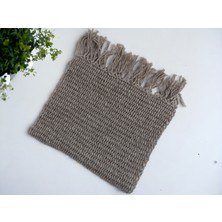 Knittingbirdshop Tunus Işi Şal Yumuşak Yün Akrilik Karışımı El Işi El Yapımı Hediye Handmade Kahve Batik