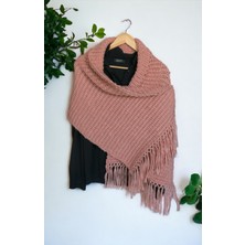 Knittingbirdshop Tunus Işi Şal Yumuşak Yün Akrilik Karışımı El Işi El Yapımı Hediye Handmade Kahve Batik