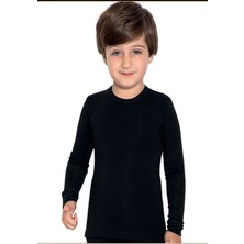 Hmd 804E Erkek Çocuk Bisiklet Yaka Uzun Kollu Termal Üst Içlik-Siyah