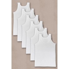 Hmd 515X6 Erkek Çocuk 6'Lı Ribana Kalın Askılı Atlet-Beyaz