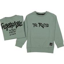İrem Çocuk Giyim Erkek Çocuk Roots Yazı Desenli Penye Yeşil Sweatshirt