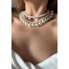 New Obsessions 3 Sıralı Özel Kaplamalı Soyulmaz Inci Kolye- 3 Ayrı Kolye