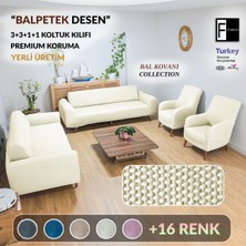 Faiend Krem Koltuk Kılıfı lastikli balpetek kanepe Takımı Çekyat Örtüsü (3+3+1+1) Tam kaplama kılıf koltuk örtüsü