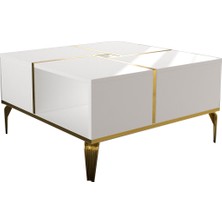 Derya Dekor Nirvana Orta Sehpa Beyaz-Gold
