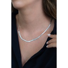 Takı Dükkanı Snake Yılan Yassı Gümüş Kolye Zincir 50CM 5gr msn21