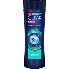 Clear Men 3 in 1 Şampuan & Duş Jeli Ferahlatıcı Mentol Saç Yüz Vücut İçin 350 ml