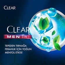 Clear Men 3 in 1 Şampuan & Duş Jeli Ferahlatıcı Mentol Saç Yüz Vücut İçin 350 ml