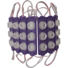 Hazar Led 12 Volt 3’lü Lensli 3 Watt 3030 Reklamcı Modül LED Mor (10 Adet)