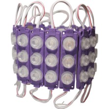 Hazar Led 12 Volt 3’lü Lensli 3 Watt 3030 Reklamcı Modül LED Mor (10 Adet)