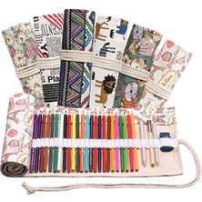 GongtuShop Açık Yeşil Tarzı 48 Delik Renkli Kumaş Kalem Kutusu Kırtasiye Kozmetik Fırça Kalem Saklama Çantası Okul Malzemeleri Için Kalem Rulo Kalem Kutuları (Yurt Dışından)