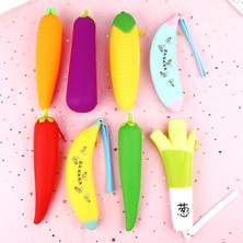 GongtuShop Yeşil Soğan Tarzı Sebze Meyve Silikon Kalem Çantası Yaratıcı Havuç Muz Acı Biber Tasarım Kalem Çantası Çocuk Öğrenciler Kalem Kutusu Kozmetik Çantası (Yurt Dışından)