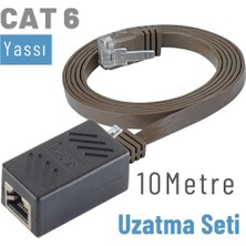 IRENIS 10 Metre Cat6 Kablo Uzatma Seti, Yassı Ethernet Kablo ve Ekleyici