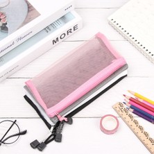 GongtuShop Typeb-Gül Kırmızı Stili 1 Adet Moda Şeffaf Izgara Fermuar Kalem Kutusu Örgü Kalem Çantası Kozmetik Depolama Kırtasiye Makyaj Kozmetik Çanta Bozuk Para Cüzdanı (Yurt Dışından)