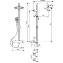 Ideal Standard B2266AA Idealjet Duş Sistemi-Aplike Duş Bataryası Dahil