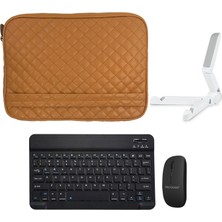 Microcase Lenovo Tab M10 TB328FU 10.1 Inch / T328 Tablet Kapitone Tablet Çanta + Bluetooth Klavye + Mouse + Tablet Standı - AL8123