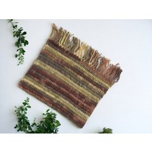 Knittingbirdshop Tunus Işi Şal Yumuşak Yün Akrilik Karışımı El Işi El Yapımı Hediye Handmade Kahve Batik