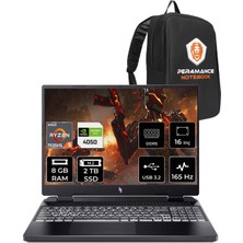 Acer Nitro 16 Amd Ryzen 5 7535HS 8gb 2tb SSD RTX4050/6GB 165HZ 16'' Fhd+ Fdos Taşınabilir Bilgisayar NH.QKBEY.003 & Per4 Çanta NHQKBEYP304