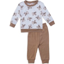 Bebelop Erkek Bebek Çocuk Ayı Baskılı Ribanalı 2'li Alt Üst Takım