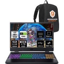 Acer Nitro 5 Intel Core I7 12700H 8gb 4tb SSD RTX4060/8GB 165HZ 15.6" Fhd Fdos Taşınabilir Bilgisayar NH.QM0EY.002 & Per4 Çanta NHQM0EYP305