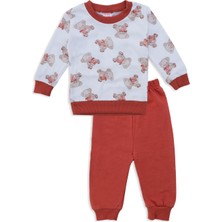 Bebelop Erkek Bebek Çocuk Ayı Baskılı Ribanalı 2'li Alt Üst Takım