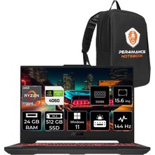 Asus Tuf Gaming A15 Amd Ryzen 7 7735HS 24GB 512GB SSD RTX4060/8GB 144HZ 15.6 Fhd W11P Taşınabilir Bilgisayar LP039 & Per4 Çanta LP039P392