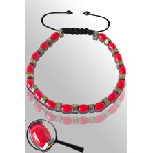 Tesbih Atölyesi Gold Silver Hematitli Mercan Taşı Ayarlamalı Bileklik