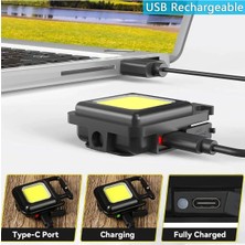 Ahlat Store Ledli Mini Taşınabilir USB Şarj Edilebilir 3 Fonksiyonlu Mıknatıslı Parlak LED Işık