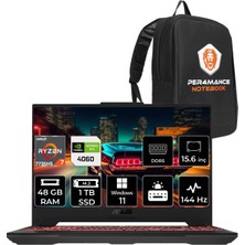 Asus Tuf Gaming A15 Amd Ryzen 7 7735HS 48GB 1tb SSD RTX4060/8GB 144HZ 15.6 Fhd W11P Taşınabilir Bilgisayar LP039 & Per4 Çanta LP039P408