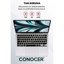 Conocer Macbook Air 2022 13.6 Inc M2 A2681 Uyumlu Türkçe Q Klavye Slim Klavye Koruyucu