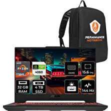 Asus Tuf Gaming A15 Amd Ryzen 7 7735HS 32GB 4tb SSD RTX4060/8GB 144HZ 15.6 Fhd Fdos Taşınabilir Bilgisayar LP039 & Per4 Çanta LP039P320