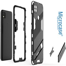 Microcase Xiaomi Redmi 10A / Redmi 9c Matrix Serisi Armor Standlı Perfect Koruma Kılıf - Siyah AL3416