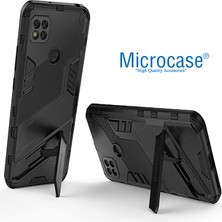 Microcase Xiaomi Redmi 10A / Redmi 9c Matrix Serisi Armor Standlı Perfect Koruma Kılıf - Siyah AL3416