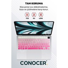 Conocer Macbook Air 2022 13.6 Inc M2 A2681 Uyumlu Türkçe Q Klavye Slim Klavye Koruyucu