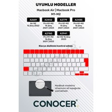 Conocer Macbook Air 2022 13.6 Inc M2 A2681 Uyumlu Türkçe Q Klavye Slim Klavye Koruyucu