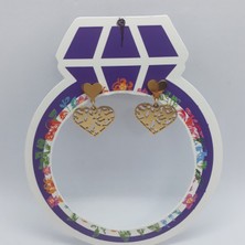 Fm Gold Renk Kalp Içinde Kelebekler Detaylı 316 L Stainless Steel Çelik Küpe