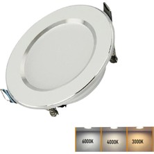 ŞANLED 5W 3 Renkli(Beyaz,Günışığı,Amber)Beyaz Krom Kasa Led Spot Lamba- 4 ADETTİR
