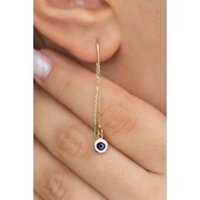 By Milo Jewellery 14 Ayar Altın Sallantılı Nazar Küpe