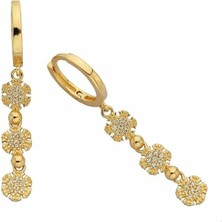 By Milo Jewellery 14 Ayar Altın Kar Tanesi Sallantılı Küpe