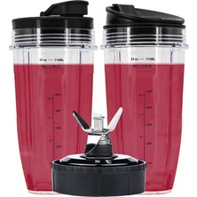 Remedy Nutri Ninja Auto Iq Serisi Blender Için 24OZ Bardaklar, 2 Tip Kapaklı (Yurt Dışından)