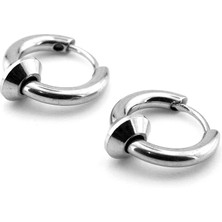 Solfera Sallantılı Tasarım Gümüş Renk Çelik Erkek Kadın Halka Küpe ER034