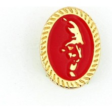 Solfera Kırmızı Atatürk Silüeti Sarı Metal Pin Rozet RZ163