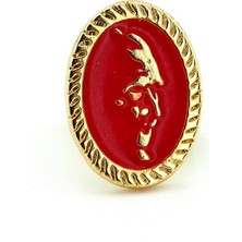 Solfera Kırmızı Atatürk Silüeti Sarı Metal Pin Rozet RZ163
