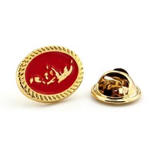 Solfera Kırmızı Atatürk Silüeti Sarı Metal Pin Rozet RZ163