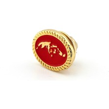Solfera Kırmızı Atatürk Silüeti Sarı Metal Pin Rozet RZ163
