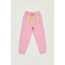 FullaModa Basic Beli Bağcıklı Düğme Detaylı Kız Çocuk Eşofman Altı