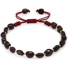 Gümüş Hediye Al Makrome Örgülü Naturel Kesim Lal Doğaltaş Kadın Bileklik