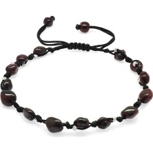 Gümüş Hediye Al Makrome Örgülü Naturel Kesim Dorika Top Detaylı Lal Doğaltaş Erkek Bileklik