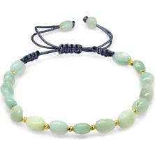 Gümüş Hediye Al Makrome Örgülü Naturel Kesim Amazonit Doğaltaş Kadın Bileklik