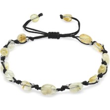 Gümüş Hediye Al Makrome Örgülü Naturel Kesim Dorika Top Detaylı Sitrin Doğaltaş Erkek Bileklik