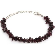 Gümüş Hediye Al Metal Zincirli Natural Kesim Lal Taşı Doğaltaş Kadın Bileklik